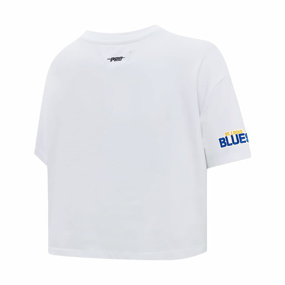 St. Louis Blues Pro Standard Women's Boxy Script Tail Cropped T-Shirt
