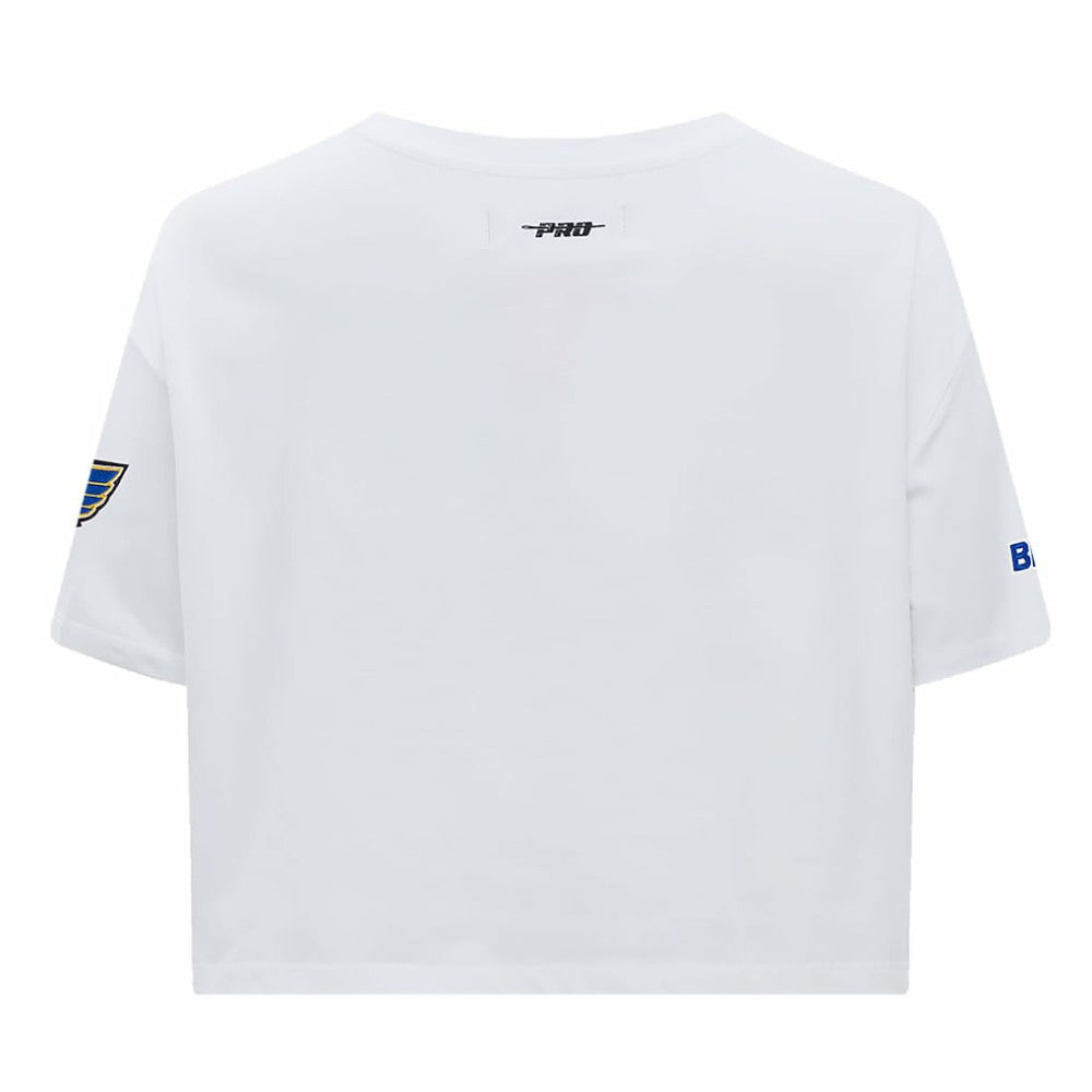St. Louis Blues Pro Standard Women's Boxy Script Tail Cropped T-Shirt