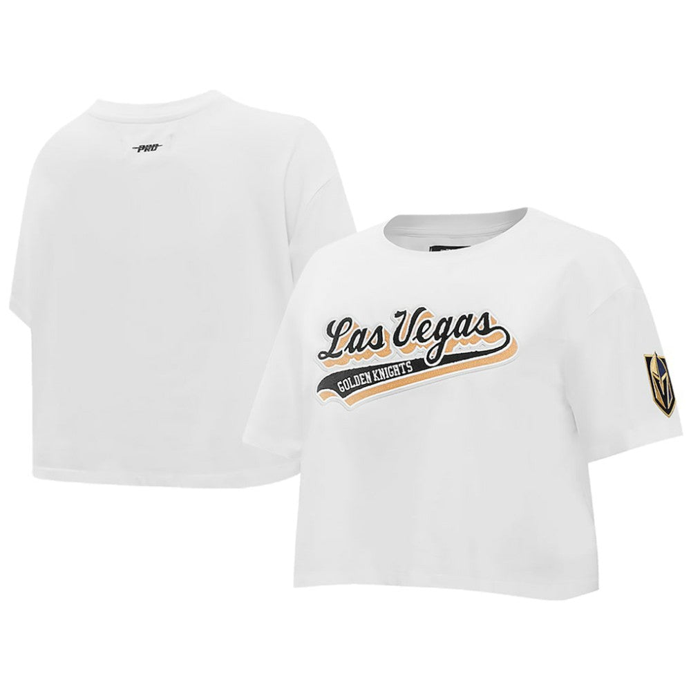 Vegas Golden Knights Pro Standard Women's Boxy Script Tail Cropped T-Shirt