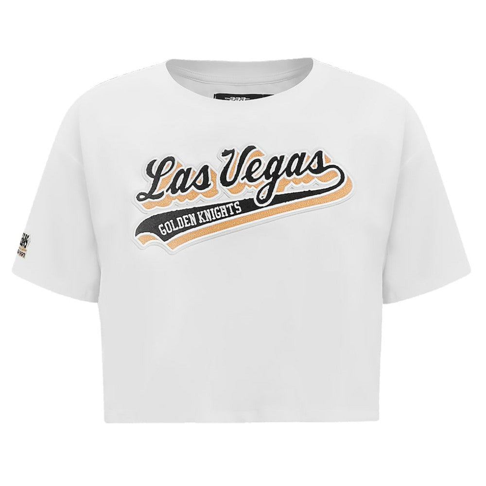 Vegas Golden Knights Pro Standard Women's Boxy Script Tail Cropped T-Shirt