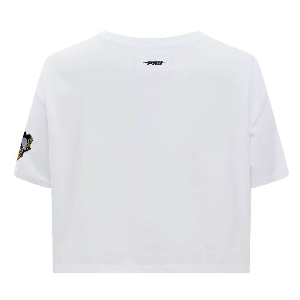Pittsburgh Penguins Pro Standard Women's Boxy Script Tail Cropped T-Shirt
