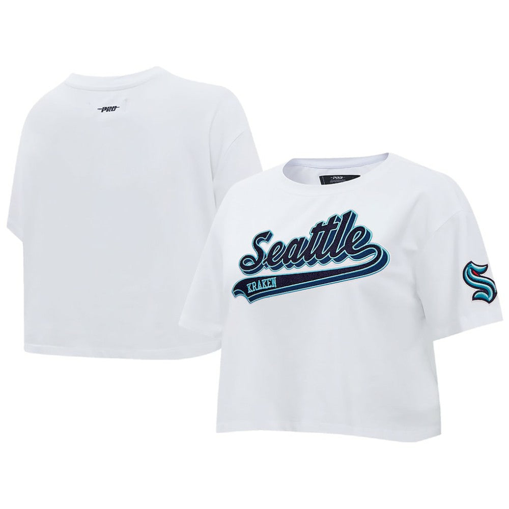 Seattle Kraken Pro Standard Women's Boxy Script Tail Cropped T-Shirt