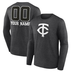 Minnesota Twins Personalized Monochrome Name & Number Long Sleeve T-Shirt - Charcoal