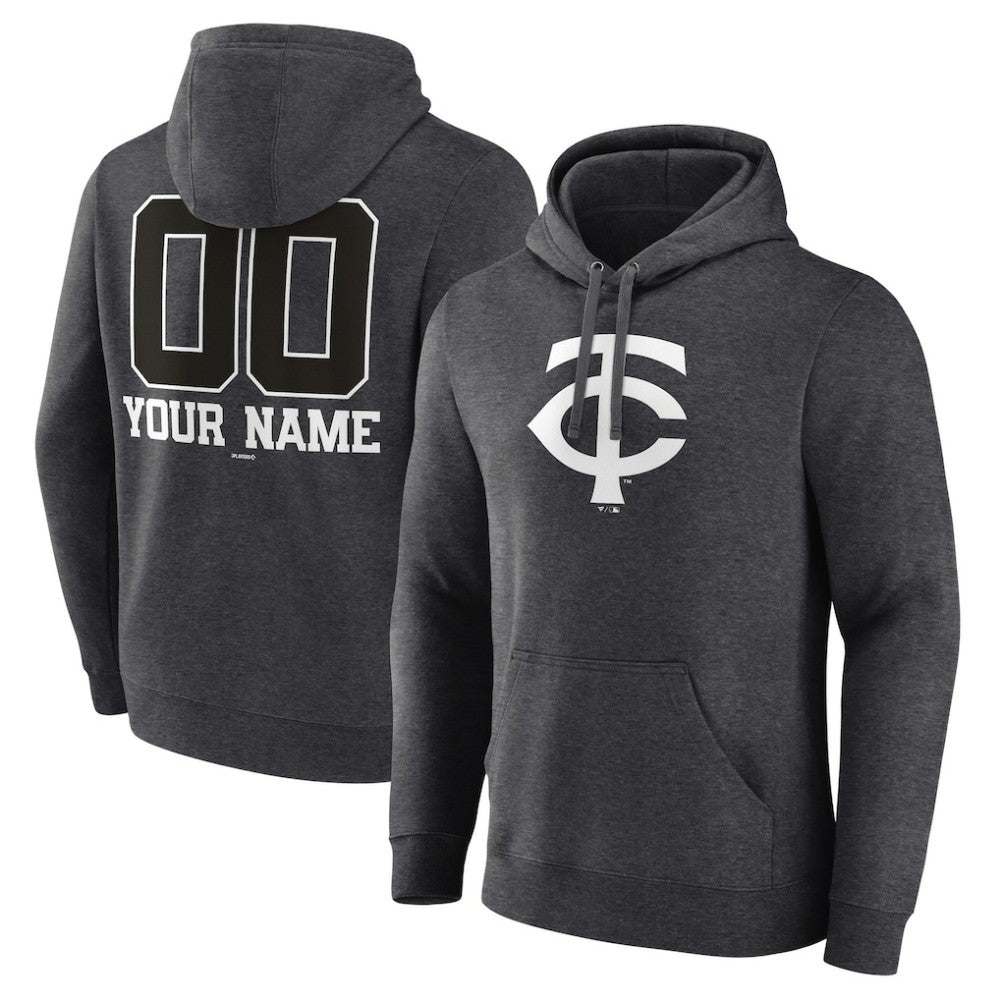 Minnesota Twins Personalized Monochrome Name & Number Pullover Hoodie - Charcoal