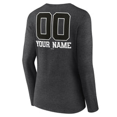 Minnesota Twins Women's Personalized Monochrome Name & Number Long Sleeve V-Neck T-Shirt - Charcoal