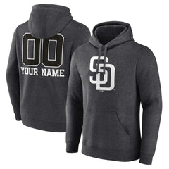 San Diego Padres Personalized Monochrome Name & Number Pullover Hoodie - Charcoal