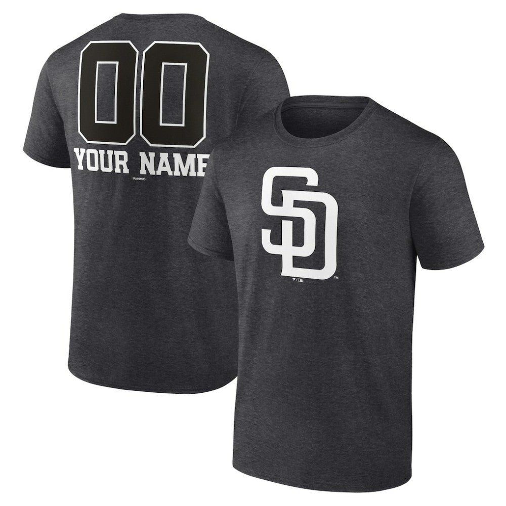 San Diego Padres Personalized Monochrome Name & Number T-Shirt - Charcoal