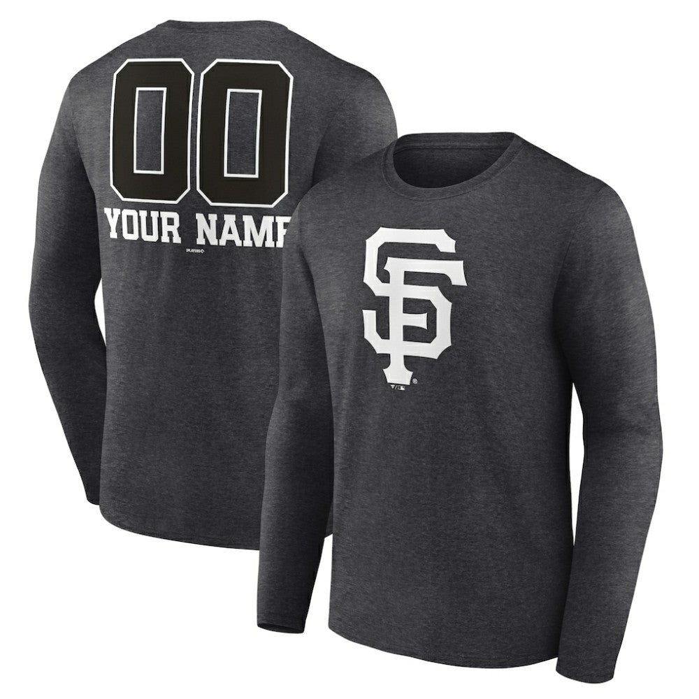 San Francisco Giants Personalized Monochrome Name & Number Long Sleeve T-Shirt - Charcoal