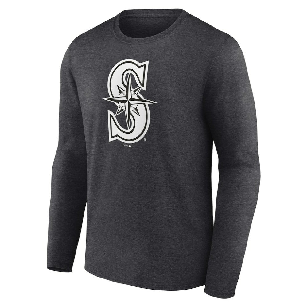 Seattle Mariners Personalized Monochrome Name & Number Long Sleeve T-Shirt - Charcoal