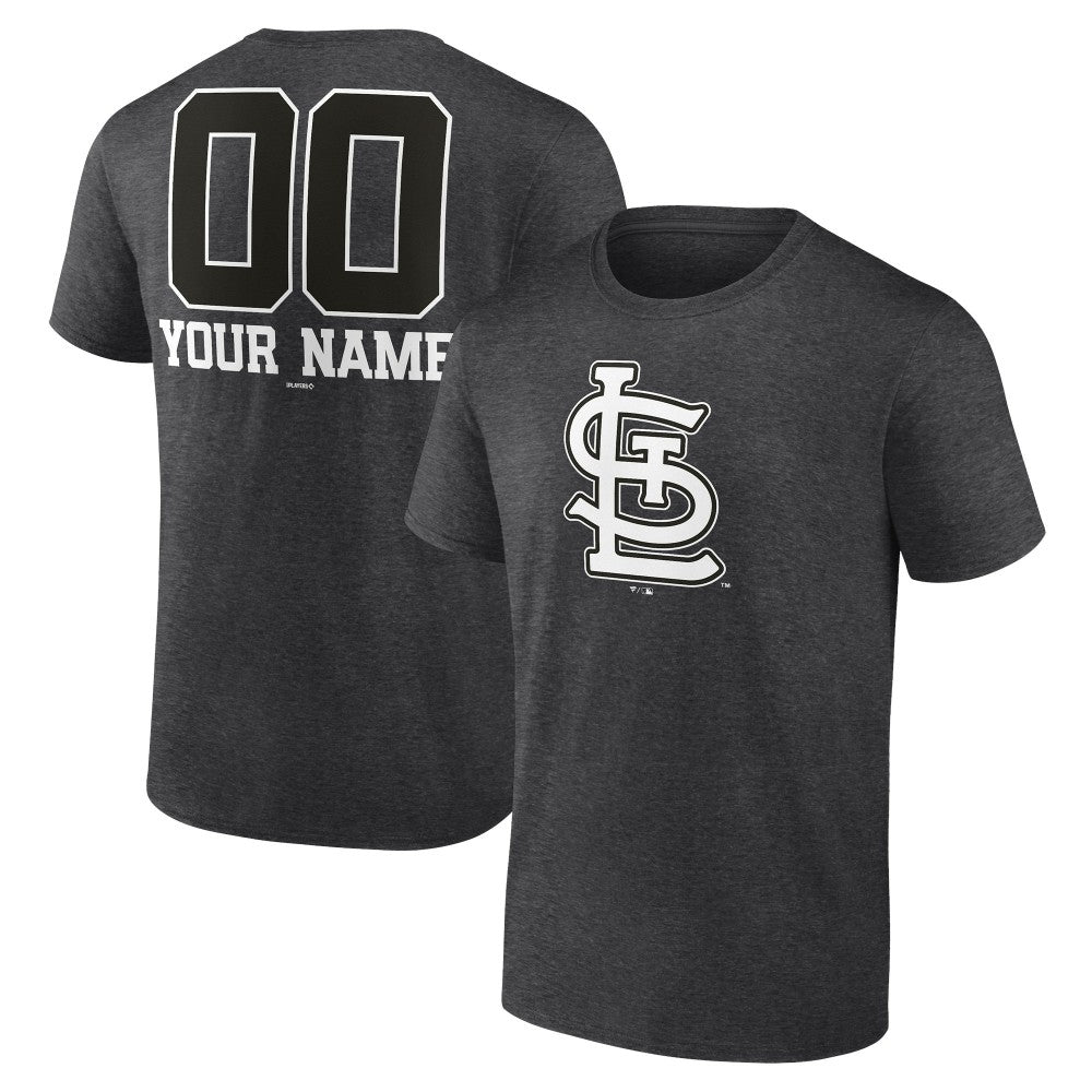 St. Louis Cardinals Personalized Monochrome Name & Number T-Shirt - Charcoal