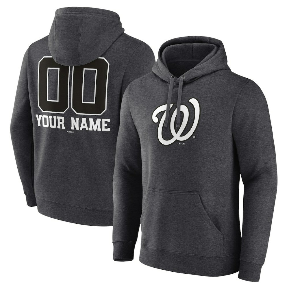 Washington Nationals Personalized Monochrome Name & Number Pullover Hoodie - Charcoal