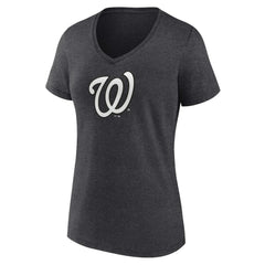 Washington Nationals Women's Personalized Monochrome Name & Number V-Neck T-Shirt - Charcoal