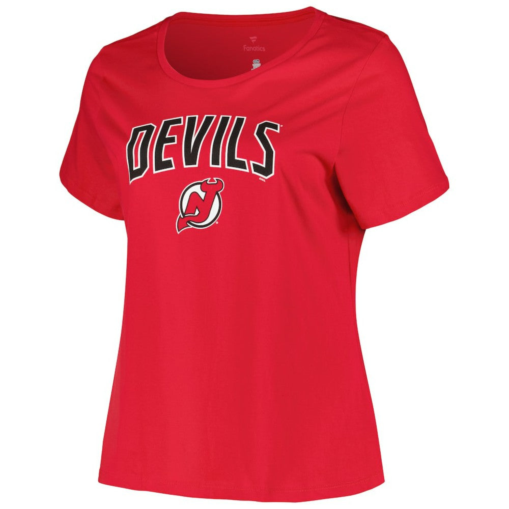 New Jersey Devils Profile Women's Plus Size Arch Over Logo T-Shirt