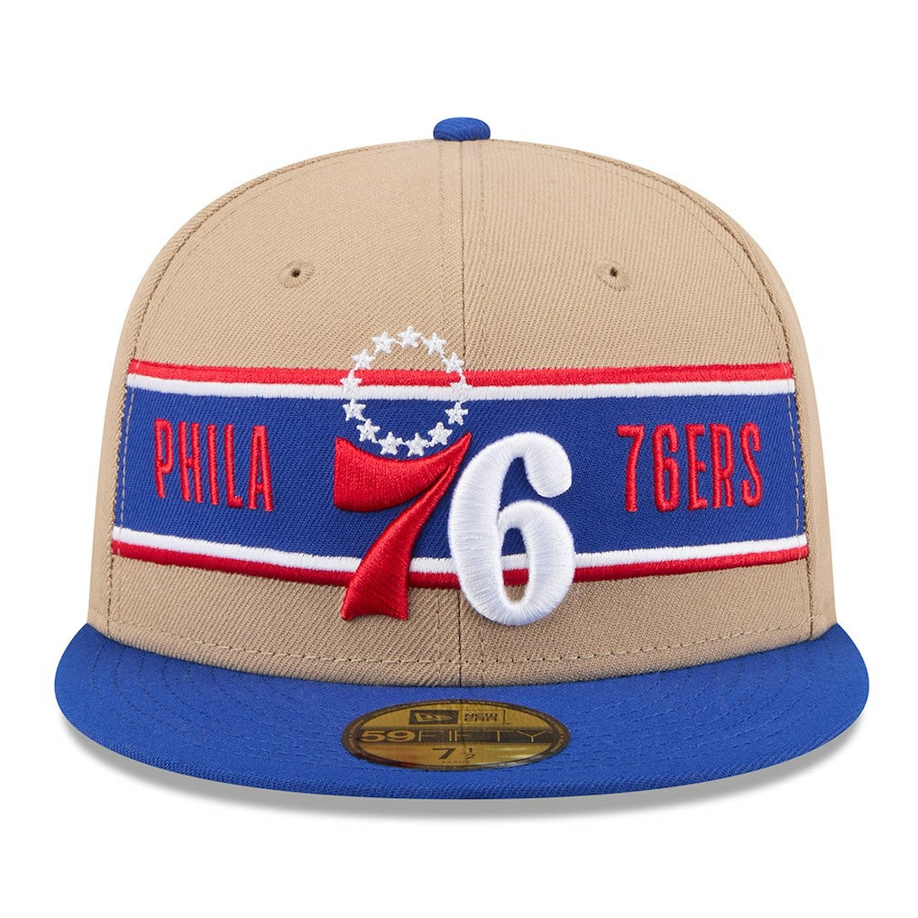 Philadelphia 76ers 2024 NBA Draft 59FIFTY Fitted Hat - Tan/Royal | New Era shop