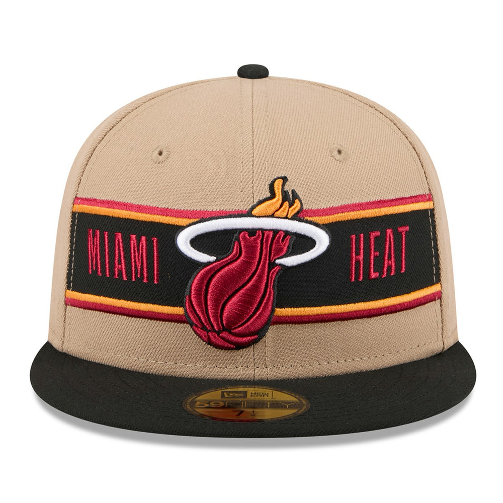 Miami Heat 2024 NBA Draft 59FIFTY Fitted Hat - Tan/Black | New Era on sale