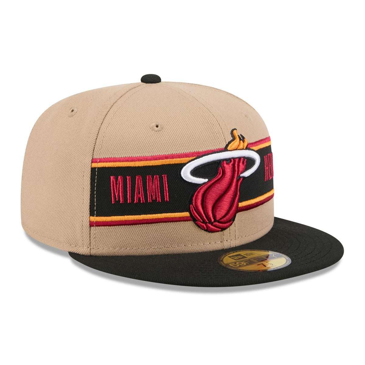 Miami Heat 2024 NBA Draft 59FIFTY Fitted Hat - Tan/Black | New Era on sale