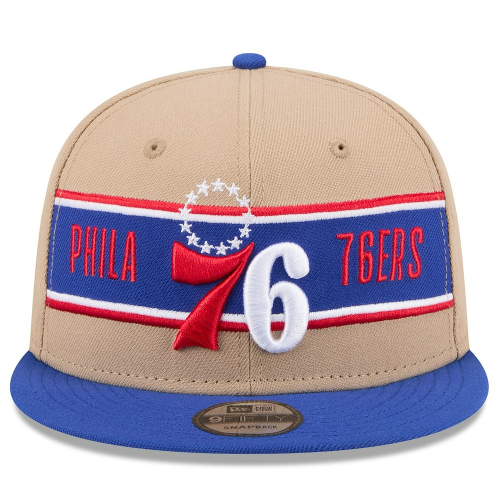 Philadelphia 76ers 2024 NBA Draft 9FIFTY Snapback Hat - Tan/Royal | New Era for sale