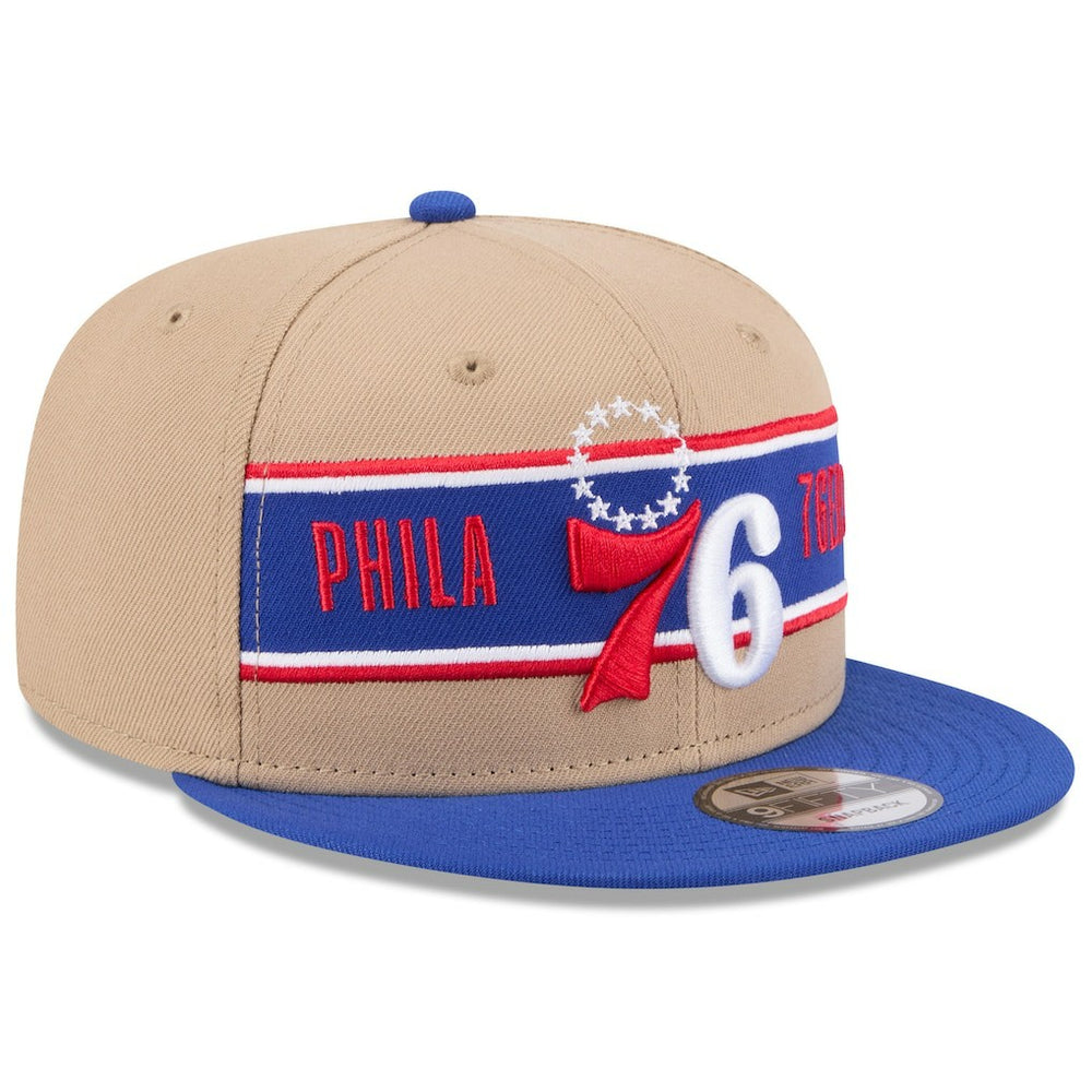Philadelphia 76ers 2024 NBA Draft 9FIFTY Snapback Hat - Tan/Royal | New Era for sale