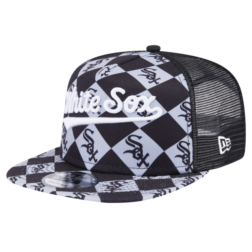 Chicago White Sox Seeing Diamonds A-Frame Trucker 9FIFTY Snapback Hat - Black | New Era
