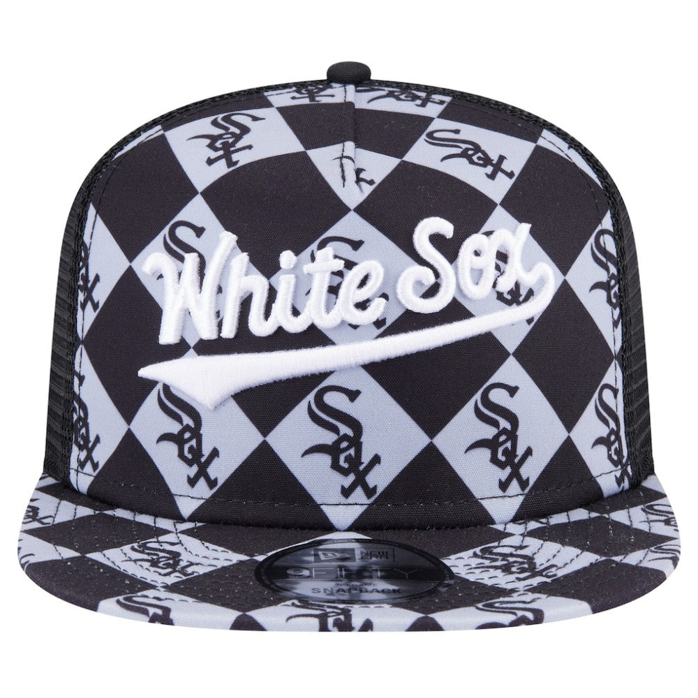 Chicago White Sox Seeing Diamonds A-Frame Trucker 9FIFTY Snapback Hat - Black | New Era