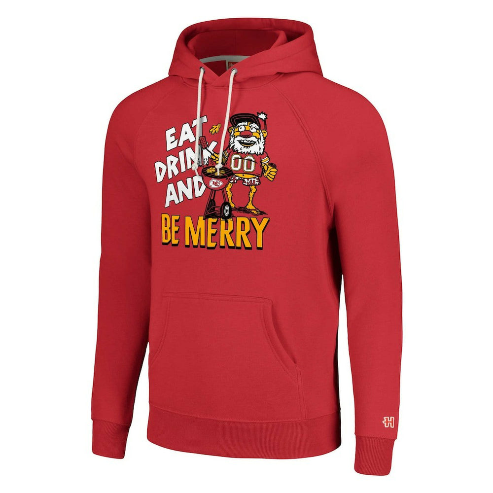 NFL Kansas City Chiefs Homage Unisex Holiday Raglan Tri-Blend Pullover Hoodie