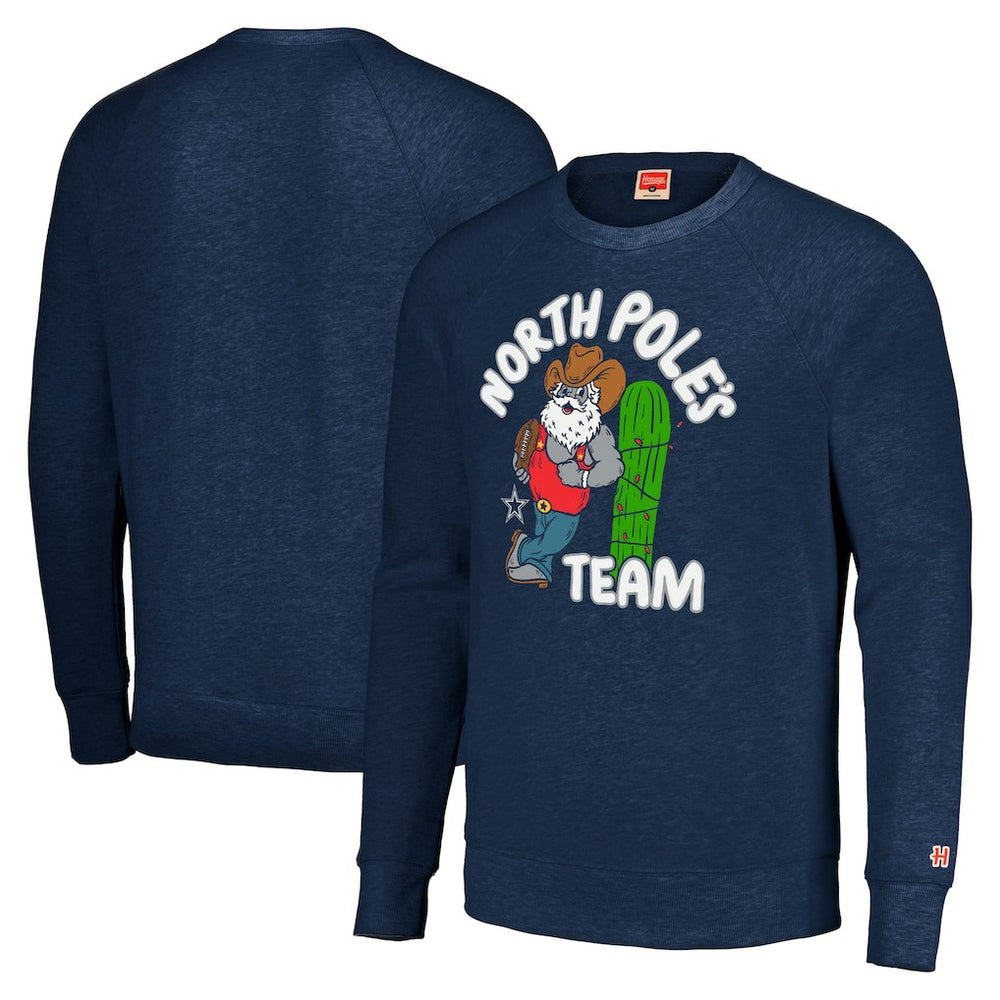 NFL Dallas Cowboys Homage Unisex Holiday Raglan Tri-Blend Pullover Sweatshirt