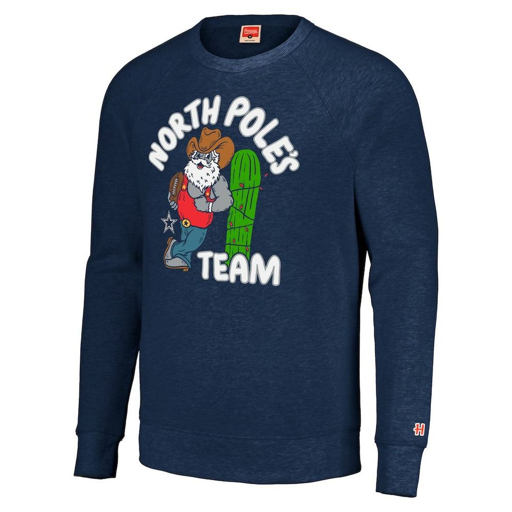 NFL Dallas Cowboys Homage Unisex Holiday Raglan Tri-Blend Pullover Sweatshirt