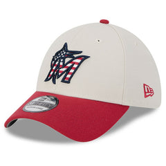 Miami Marlins 2024 Fourth of July 39THIRTY Flex Hat - Khaki/Red | New Era