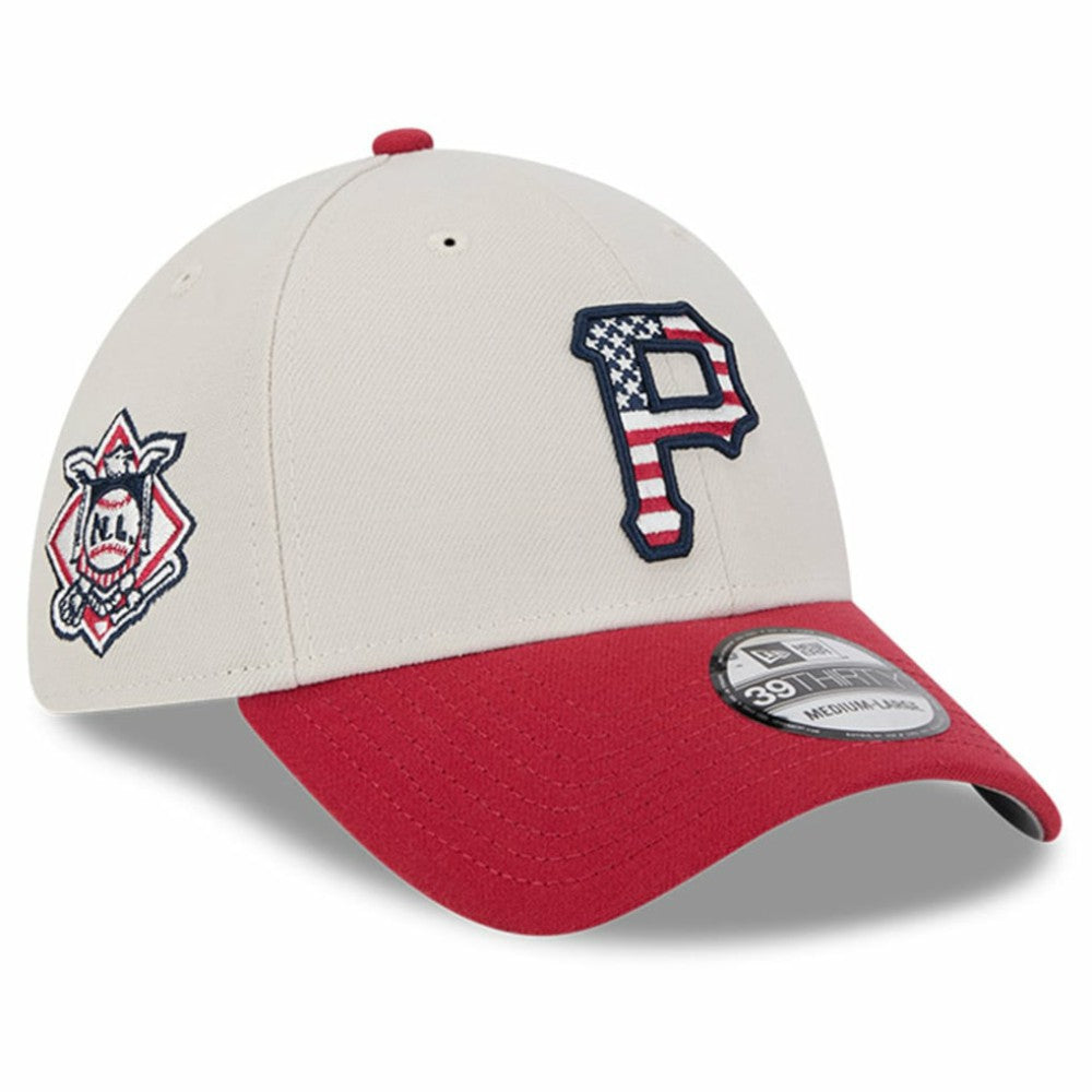 Pittsburgh Pirates 2024 Fourth of July 39THIRTY Flex Hat - Khaki/Red | New Era