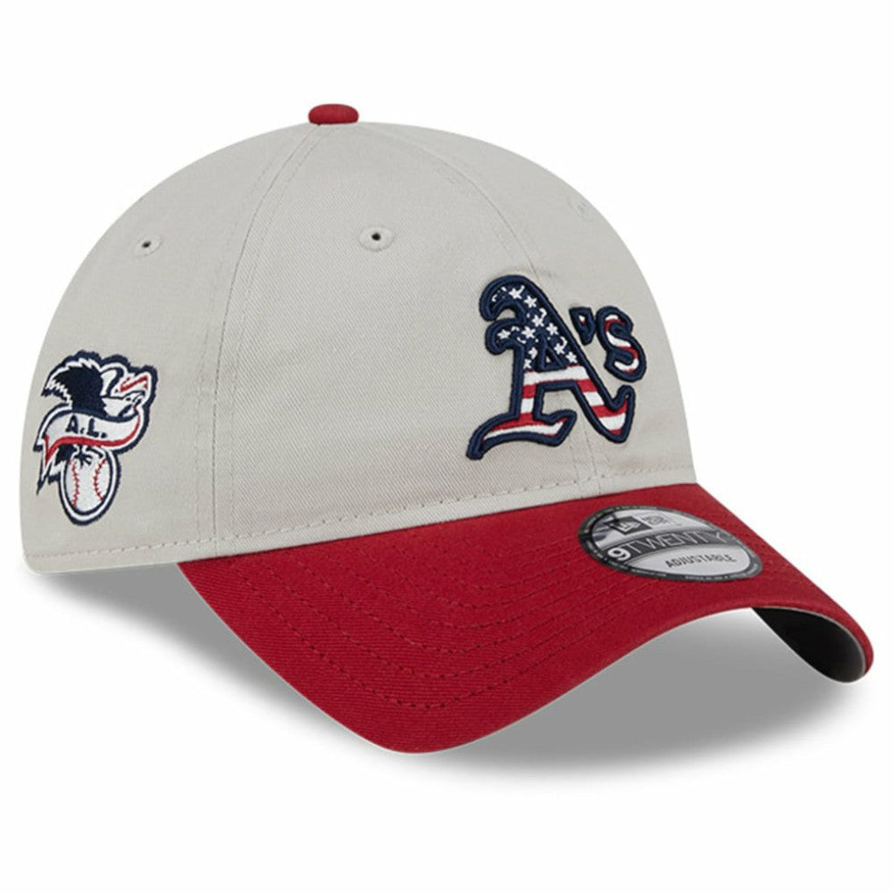 Athletics 2024 Fourth of July 9TWENTY Adjustable Hat - Khaki/Red | New Era