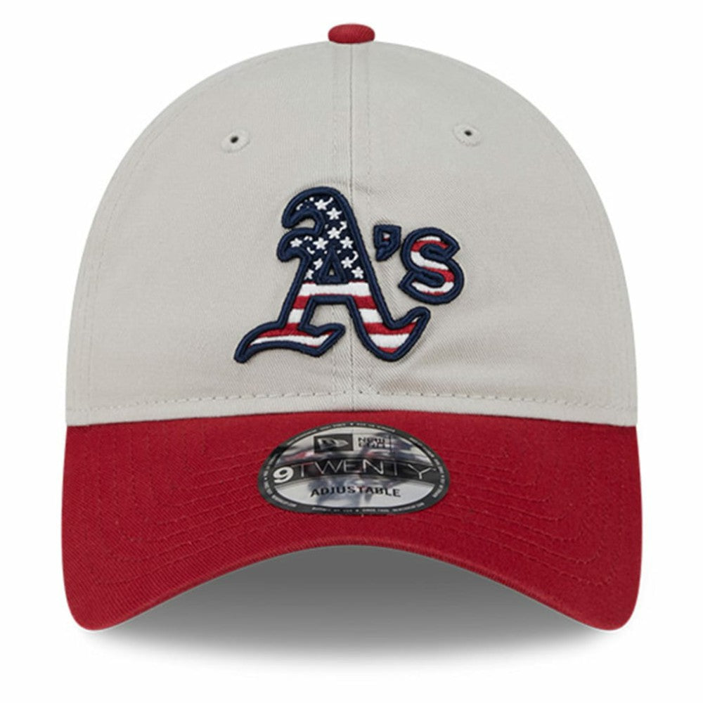 Athletics 2024 Fourth of July 9TWENTY Adjustable Hat - Khaki/Red | New Era