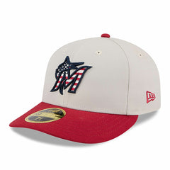 Miami Marlins 2024 Fourth of July Low Profile 59FIFTY Fitted Hat - Khaki/Red | New Era
