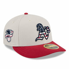 Athletics 2024 Fourth of July Low Profile 59FIFTY Fitted Hat - Khaki/Red | New Era