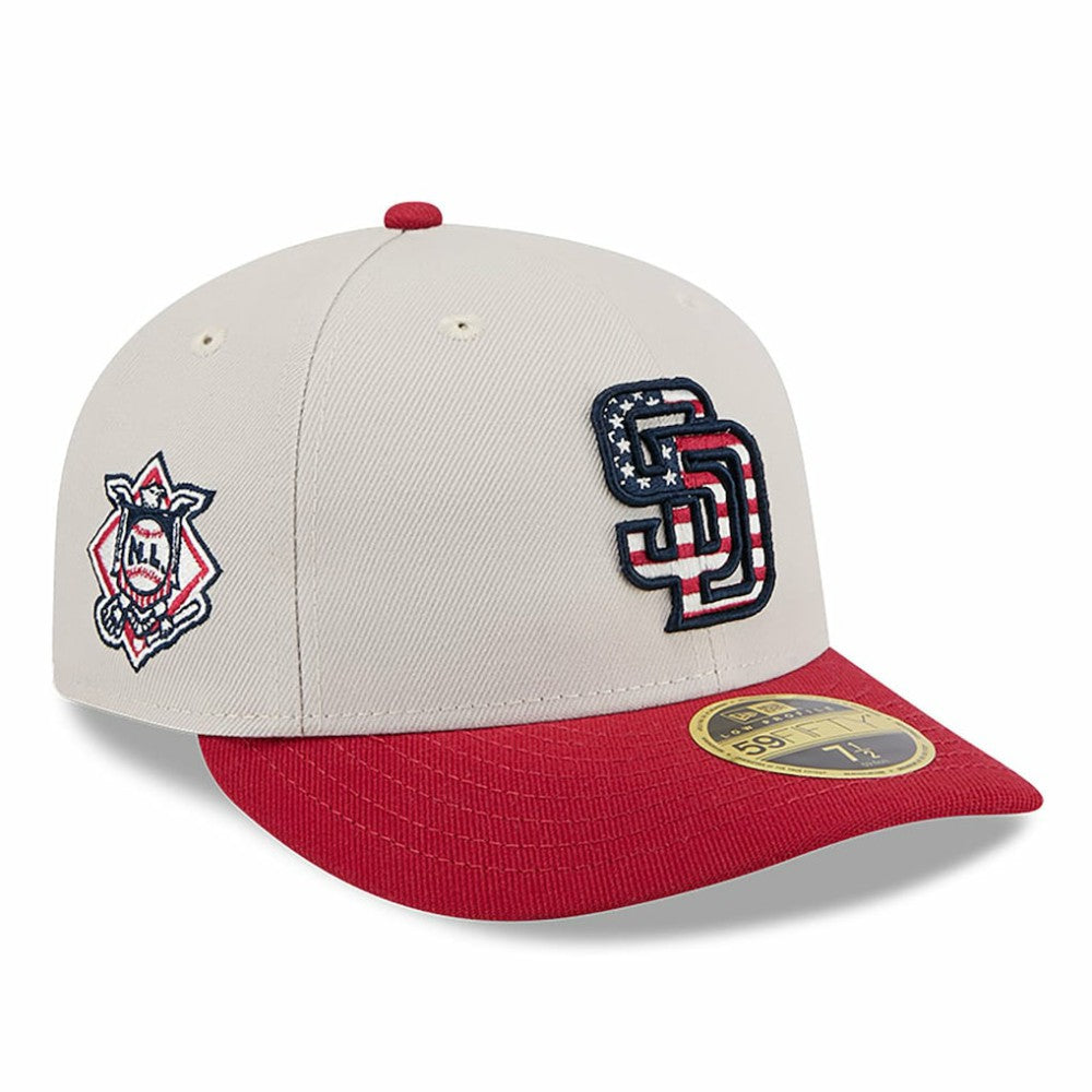 San Diego Padres 2024 Fourth of July Low Profile 59FIFTY Fitted Hat - Khaki/Red | New Era