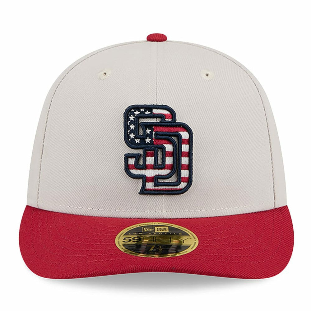 San Diego Padres 2024 Fourth of July Low Profile 59FIFTY Fitted Hat - Khaki/Red | New Era