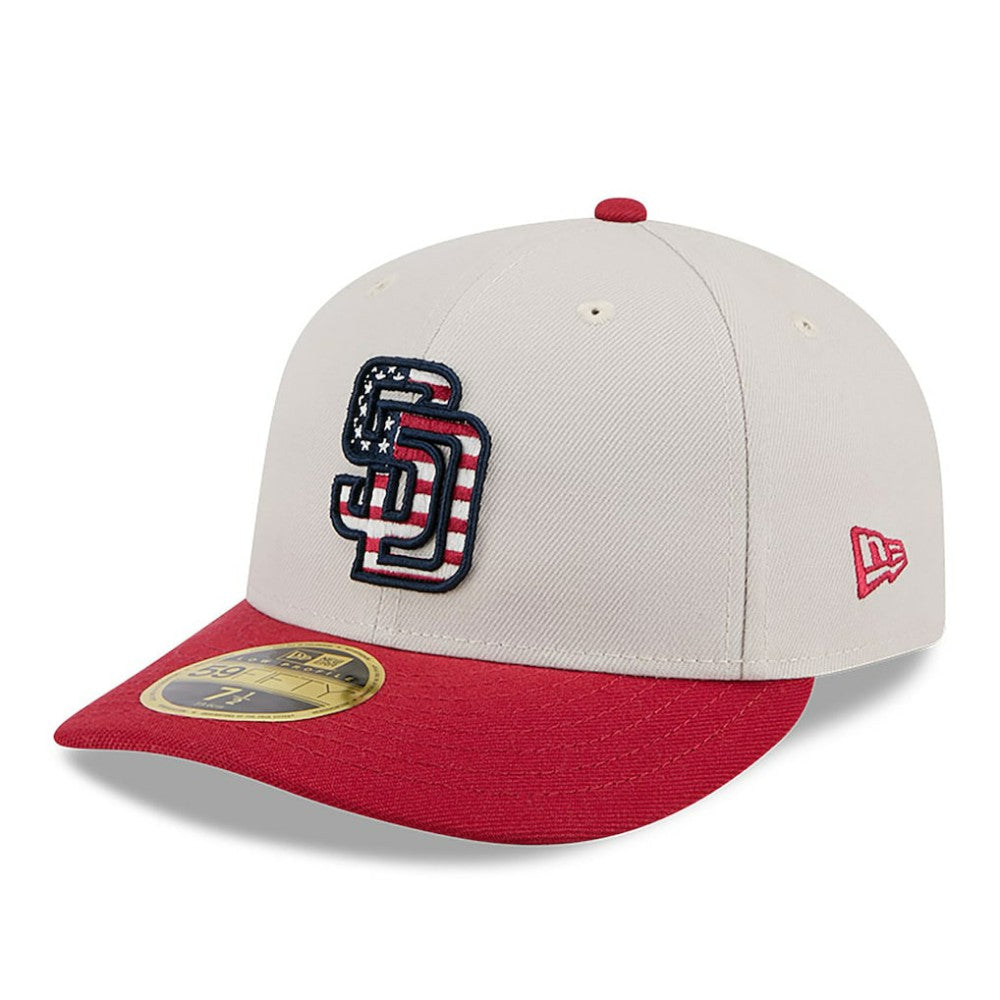 San Diego Padres 2024 Fourth of July Low Profile 59FIFTY Fitted Hat - Khaki/Red | New Era