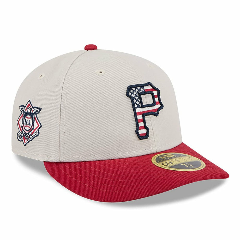 Pittsburgh Pirates 2024 Fourth of July Low Profile 59FIFTY Fitted Hat - Khaki/Red | New Era