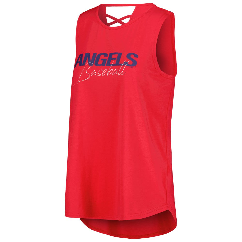 Los Angeles Angels DKNY Sport Women's Claire Fashion Tri-Blend Tank Top - Red