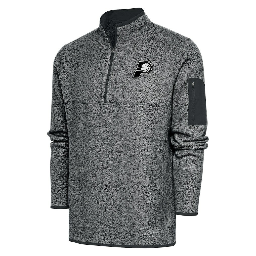 Indiana Pacers Antigua Metallic Logo Big & Tall Fortune Quarter-Zip Jacket - Heather Gray shop