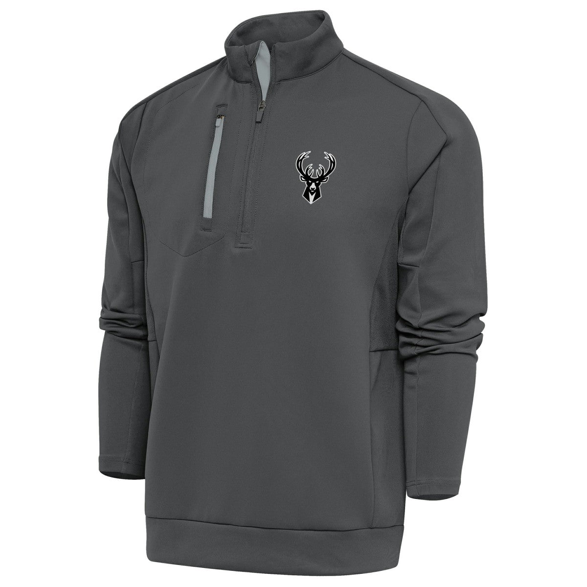 Milwaukee Bucks Antigua Metallic Logo Generation Quarter-Zip Top - Pewter discount