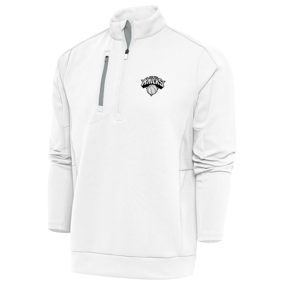 New York Knicks Antigua Metallic Logo Generation Quarter-Zip Top - White | New Era discount