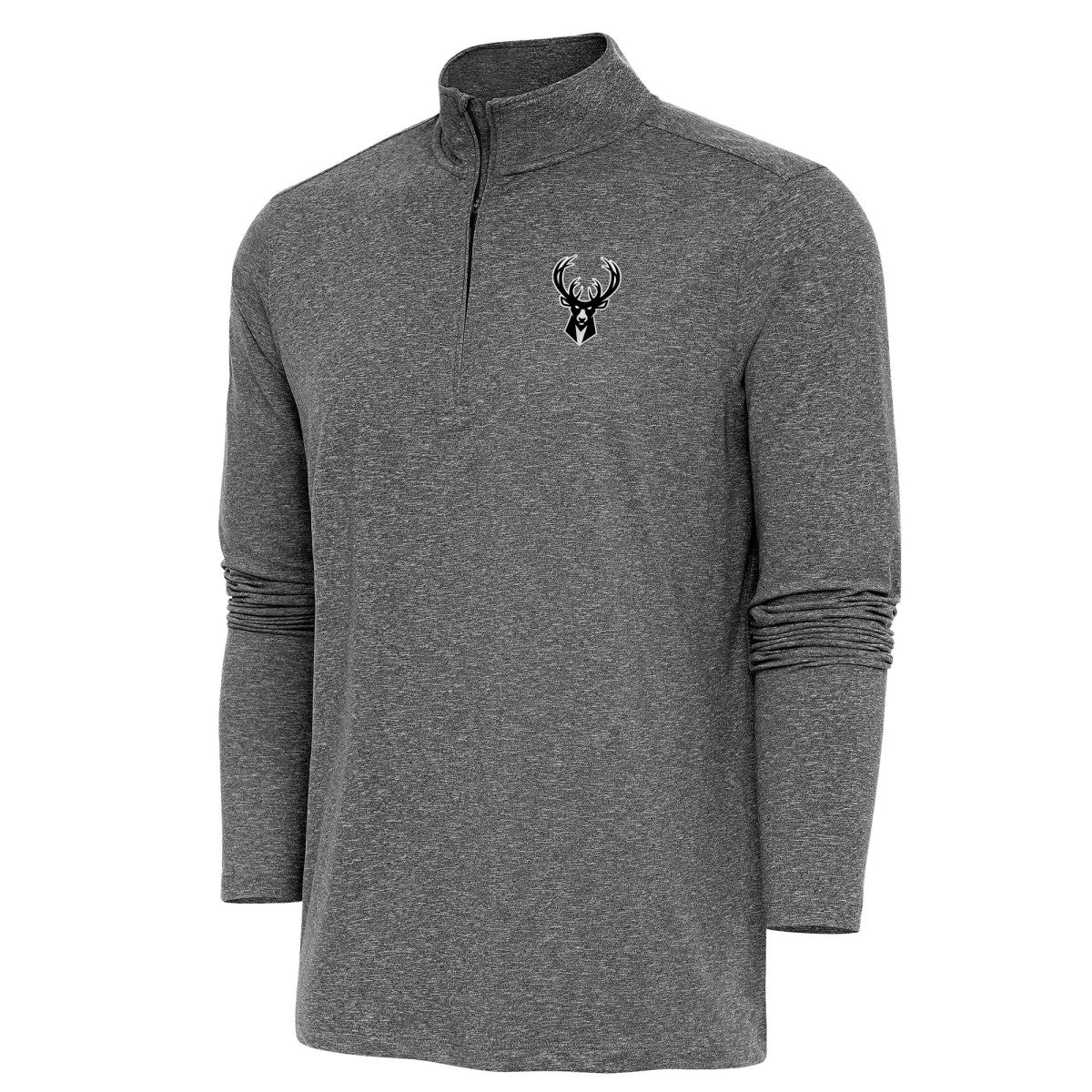 Milwaukee Bucks Antigua Hunk Quarter-Zip Top - Heather Black discount