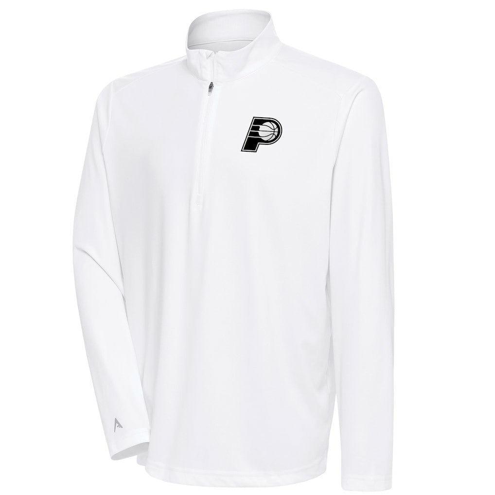 Indiana Pacers Antigua Metallic Logo Tribute Quarter-Zip Top - White on sale