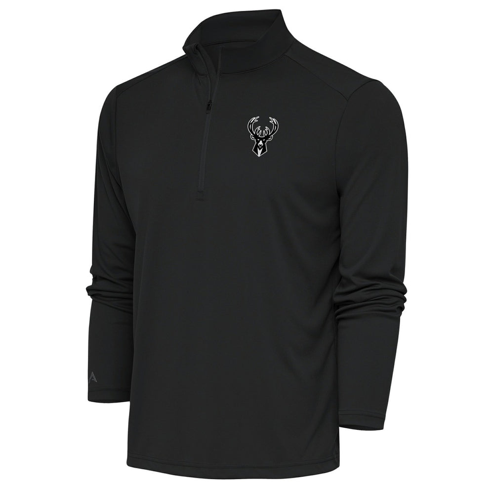 Milwaukee Bucks Antigua Metallic Logo Tribute Quarter-Zip Top - Charcoal discount