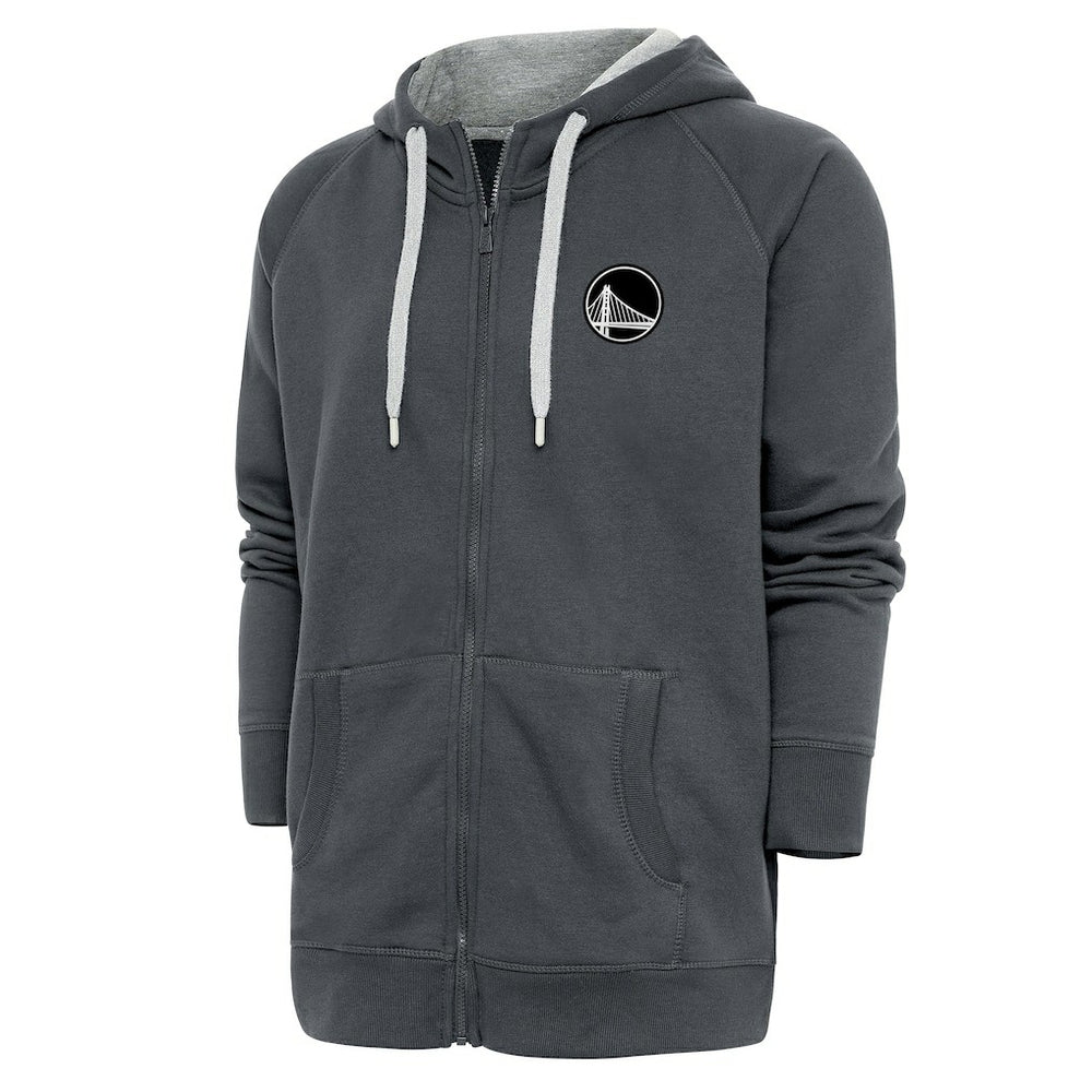 Golden State Warriors Antigua Metallic Logo Victory Raglan Full-Zip Hoodie sale - Charcoal sale