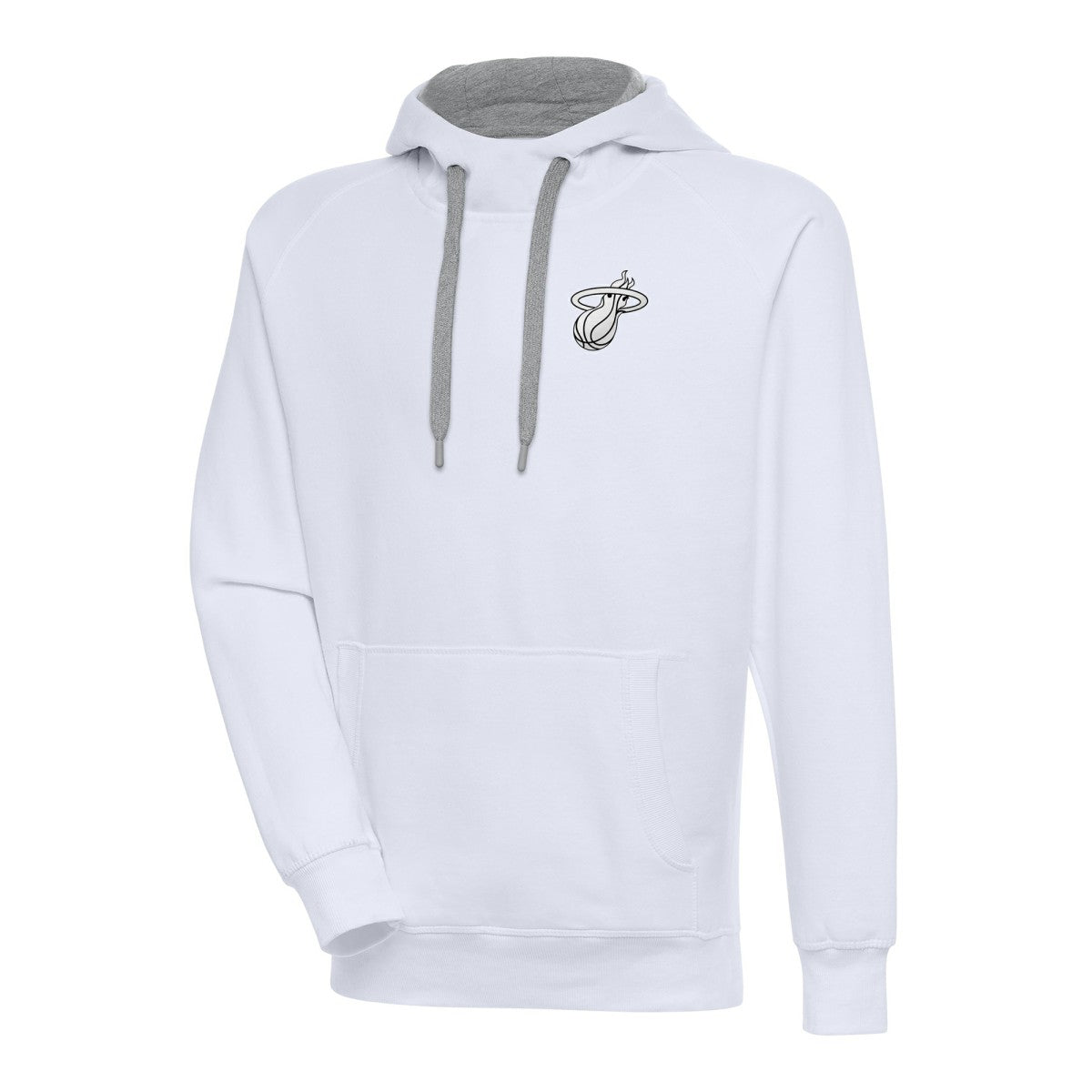 Miami Heat Antigua Metallic Logo Victory Raglan Pullover Hoodie - White discount