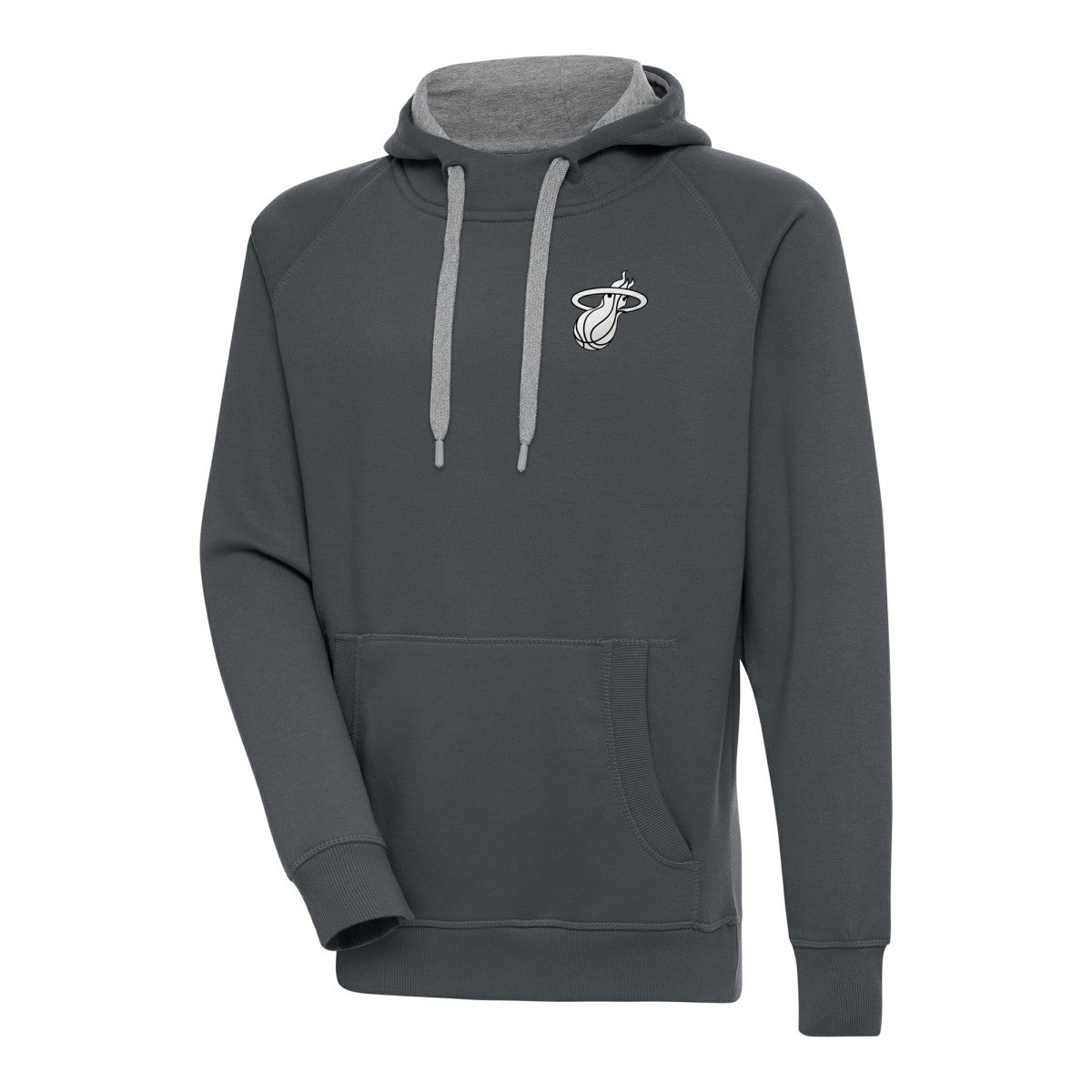 Miami Heat Antigua Metallic Logo Victory Raglan Pullover Hoodie - Charcoal online