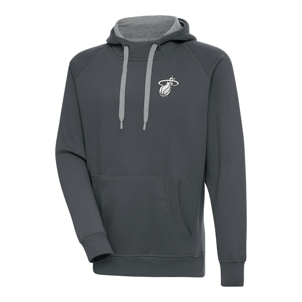 Miami Heat Antigua Metallic Logo Victory Raglan Pullover Hoodie - Charcoal online
