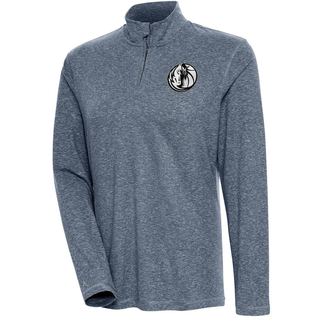 Dallas Mavericks Antigua Women's Brushed Metallic Comfort Quarter-Zip Pullover Top - Heather Navy on sale