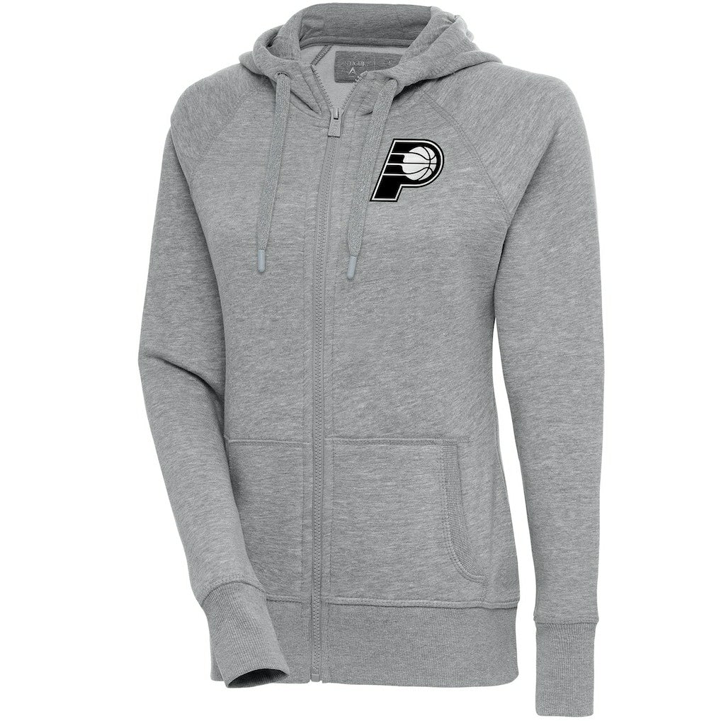 Indiana Pacers Antigua Women's Brushed Metallic Victory Full-Zip Hoodie - Heather Gray for sale